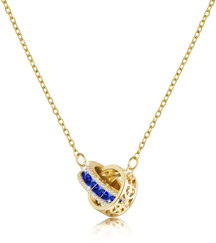 Linawe Edelsteine Anhänger Kette Damen, Statement Halskette Schmuck Set, Edelstahlkette Geburtsstein Kristall Kettenanhänger, Erhältlich in Gold, Roségold und Silber