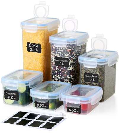 Ordeluxe Vorratsdosen Set 6-teilig mit Dual-Deckel-System, BPA-freie frischhaltedosen mit deckel, stapelbare tupperdosen set & gefrierdosen, meal prep boxen für Küche, Müsli, Nudeln, Reis, Snacks