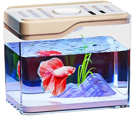Desktop Fischaquarium – Transparentes Fischaquarium, minimalistisches Aquarium | Transparent mit Belüftungsdesign, Aquarium für Raumdekoration, elegantes und minimalistisches Aquarium