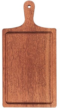 Tabla De Cortar De Carnicero Con Mango, Tabla De Madera Para Charcutería, Ideal Para Pan, Carne, Frutas, Queso Y Para Servir. Tabla De Cortar De Madera De Ébano Para Picar En La Cocina (Marrón: 18 X