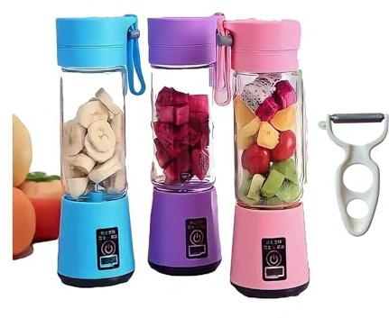 Batidora de Vaso Portátil y Pelador Incluido - Batidora Compacta para Cocina, Exprimidor de Frutas y Verduras, Ideal para Smoothies y Batidos, Recargable y Fácil de Limpiar. Color Aleatorio (VASO)