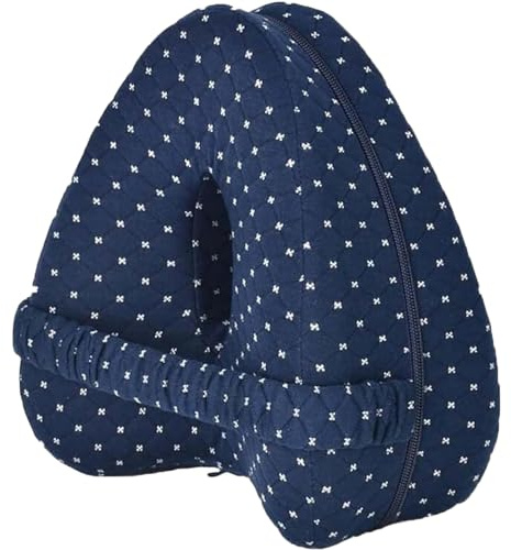 Alignment Pillows for Side Sleepers,Hip Alignment Pillow, Memory Foam Leg & Knee Pillow,Foam Support Pillow Soothing Relief for HIPS, Knees, Joints, Nerves & Muscles,Adjustable Strap (Grid Blue)