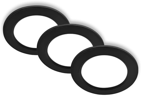 BRILONER - 3er Set LED Einbaustrahler 230V flach, neutralweißes Licht, je 6W 660lm, LED Spot, Deckenspots, Spots 230V, Einbauleuchten, Einbauspots, Deckenstrahler, 12 x 2,8 cm (DxH), Schwarz