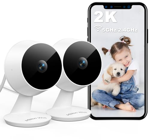 Caméra de Surveillance 2K 3MP Mini WiFi Intérieure/Extérieure IP65, Détection Mouvement/Son, Vision Nocturne, Audio Bidirectionnel, Stockage SD/Cloud, Plug & Play
