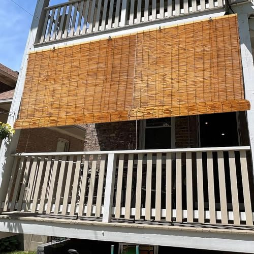 Tenda avvolgibile in bambù naturale, impermeabile e opaca, facile da pulire, perfetta per terrazze, balconi e giardini (50 x 120 cm)