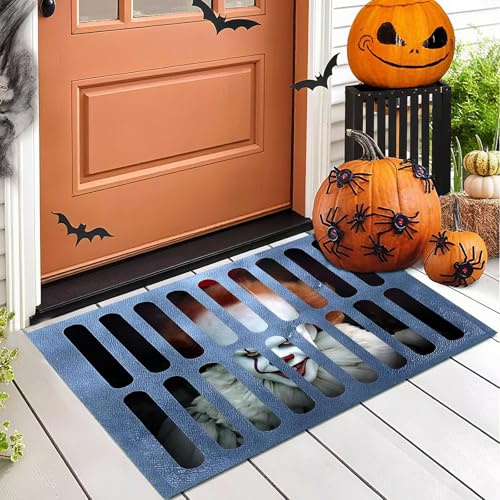 Mat Clown Doormat for Halloween Decorations Outdoor,Realistic Horror Rug Make Scary Spooky Haunted House Creepy,Mat Clown Decorations for Front Porch Party Entrance Trick or Treat and Halloween Pranks