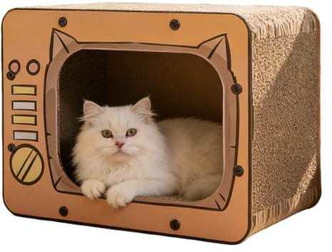 Kattklöshus | Korrugerad halkfri TV-formad säng | inomhus katthus klösbädd | för matta soffa möbelskydd kattunge kanin små djur tristess