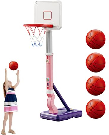 Justerbar barnbasketkorg – utomhus basketstativ vid poolen, justerbar höjd | robust triangulär hållare för småbarn, basketmål, leksak för bakgård inomhussport, spel, spel
