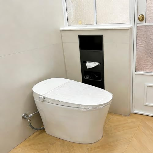 Nicho de Ducha Empotrable Nicho para Caja de Pañuelos, Mueble para Basura, Mueble para Inodoro con Basura, Nicho de Ducha Multifuncional, Nicho para Artículos de Tocador(Black)