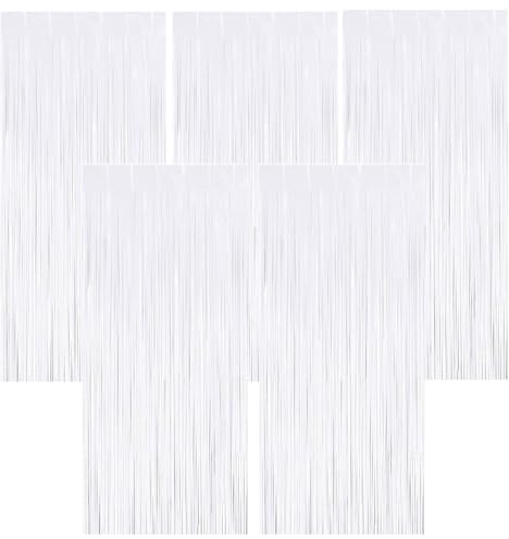 Torytoe Cortina de Oropel, 5 Pack Cortinas de Espumillón Rojo Metálica Foil Fringe Cortinas Flecos Cortina de Brillo para Decoración Pared Fiestas Cumpleaños Navidad Boda (1m x 2m)