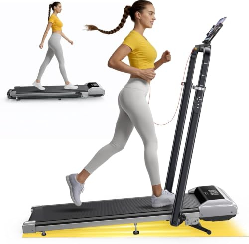 Tapis de Course 6 en 1, Pente 1%-6%-12%, Vitesse 12km/h, Hauteur de la Colonne Montante télescopique 115CM, Angle de la Colonne Montante 95°-105°, 2.5 HP,Compact