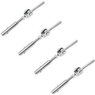 4 pièces Tendeur Cable Inox pour Cable Acier 2mm-8mm, angle réglable à 180°, Terminal pour Fil Inox Métallique Terminal À Vis pour Rampe De Câble D'escalier(8mm)