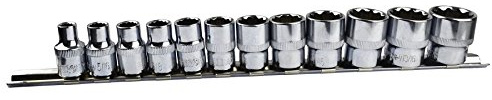 12pc Imperial SAE AF 1/4 - 7/8 Sockets 12 Point On Rail Shallow 3/8 dr AT946
