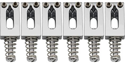 Musiclily 10,5mm ST Gitarren Tremolo Saitenreiter Tremolo Bridge Saddles für Strat Tele Style E-Gitarre, Chrom(6er Set)