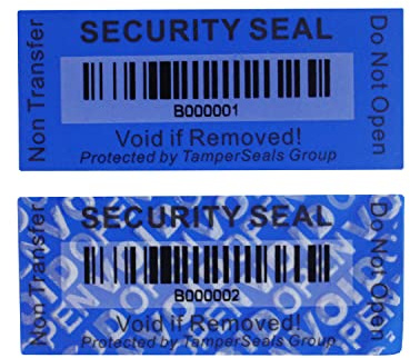 100 Stück 25x60 mm Blaue No Transfer Sicherheits Garantie Void Etiketten | mit Barcode, Keine Rückstände, SGS RoHs Standard, mehrere Oberflächen, Premium-Markenverpackung, für Garantie & Nachweis
