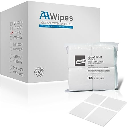 AAWipes Cleanroom Double Knit 100% Polyester Wipers 4x4 Bulk Case (1 Case with 8,800 Wipes per 22 Bags, No. CP14004) Polyester Wipes Lint Free Cloths Laser Sealed Edge, Class 100 Cloths