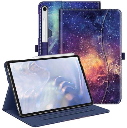 FINTIE Coque pour Samsung Galaxy Tab S10 Lite 10.9 Pouces 2025 et Galaxy Tab S10 FE/S9 FE 10.9”/S9 11”, Housse Multipositions, Etui avec Poche de Document, Sommeil/Réveil Auto, Galaxie