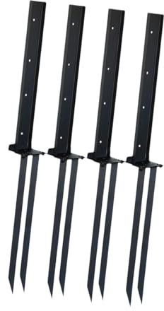 harayaa Fixateur de piquet de réparation de poteau de clôture, Kit d'ancrage de poteau de clôture robuste pour boîte aux lettres, jardin de cour, 4 Pièces