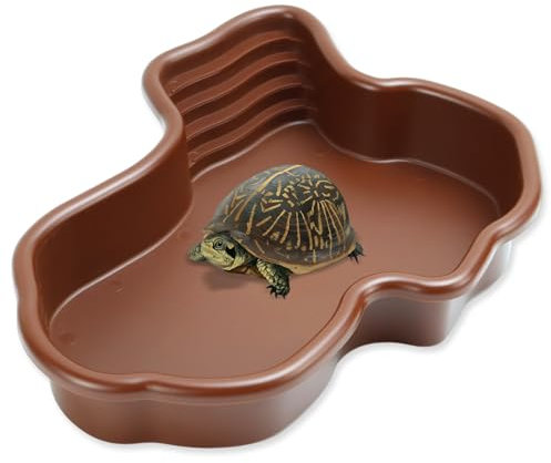 KXVXXV Vasca da bagno per rettili, tartarughe, ciotola per l'acqua con piastra di alimentazione inclinata, ciotola per l'acqua per terrario, accessorio per tartaruga, geco, tartaruga di serpente