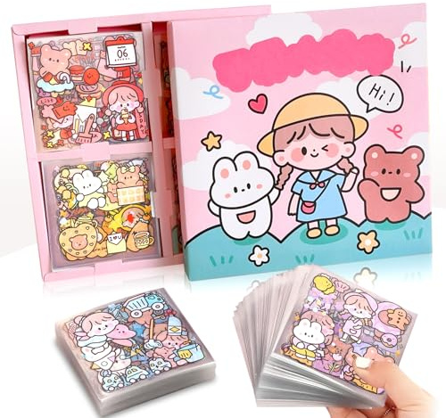 100 styckenklistermärk Kawaii, söta tecknade flickklistermärken