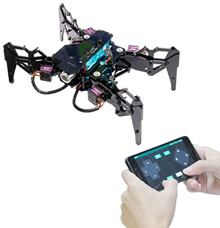 Adeept DarkPaw Bionic Quadruped Spider Robot Kit para Raspberry Pi 4/3 Modelo B+/B, Stem Crawling OpenCV Tracking Autoestabilizante basado en MPU6050 Gyro Sensor, con PDF