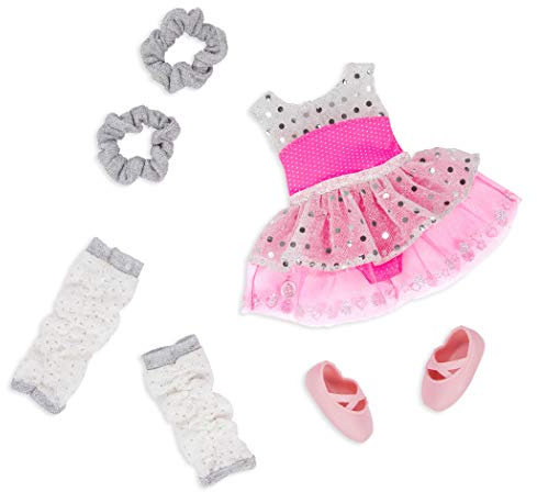 Glitter Girls GG50158Z 14 tum Doll dockkläder 36 cm ballerina outfit – klänning, manschett topp och balettskor – tillbehör för dockor, leksaker från 3 år, hjärtan, stjärnor, rosa, 35 cm