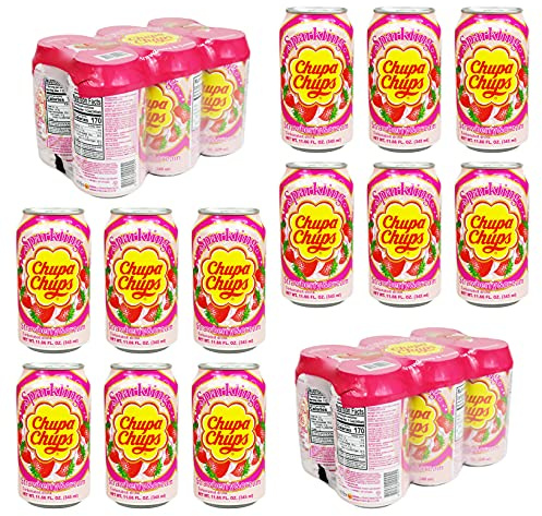 CHUPA CHUPS, Chupa Chups Zumo de fruta Espumoso Fresa Crema, Multipack (24 X 345 ml)