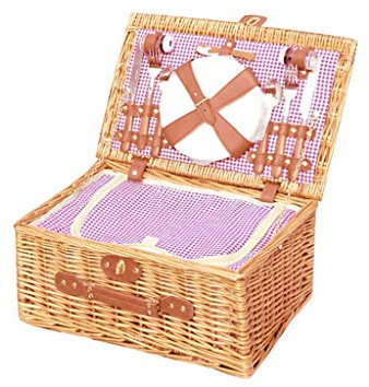 OPYTR Picknick-Rucksack Rattan Picknickkorb Set, 2/4 Person Picknickkorb mit Geschirr, isoliertem Picknickkampf Set mit Deckel tragbarer Lagerkorb for Familien-Camping-Party Reisecamping