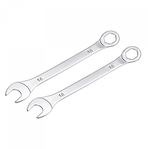 sourcing map 2Stk Dünn Ring Maulschlüssel mit Offset 6-Punkt Ende und Abgewinkelt Offen 16mm