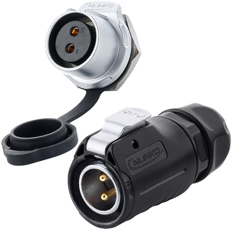 CNLINKO LP-20 Industrieller Wasserdichter Steckverbinder IP68 Rundsteckverbinder Schnellverschluss Luftfahrtstecker Anti-Interferenz-Shell Aviation-Anschluss M20 2-12 Polig Gewindebuchse (2 Polig)