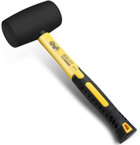 CCLIFE Gummihammer Schwarz 680g Zertifiziert durch TÜV und GS Gummi hammer mit zwei Seiten, D=60 mm Schonhammer für Bodenleger und Fliesen