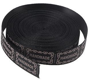 STOBOK Handgemachtes Geschenkband Mit Englischem Wortaufdruck 13mm Schwarz Selbstgemacht Bastelband Für Hochzeit Dekoration Backen Geschenkverpackung