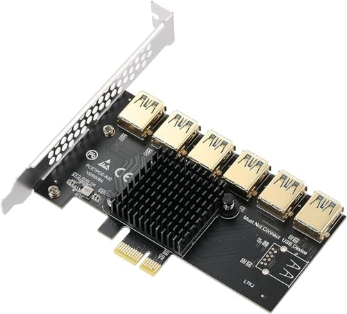 YABOANG PCI-E 1 bis 6 PCI Express Riser-Karte, PCIE 1X bis 16X PCIE-Splitter USB 3.0-Erweiterungs-GPU-Riser/PCI-E USB3.0-Multiplikator-Adapterkarte für Bitcoin ETH Mining