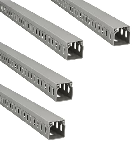 Jandei - Lot de 4 gouttières fendues pour câbles, organisateur de bureau, revêtement en PVC, couleur grise, longueur 1 mètre (30 x 30 mm)