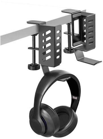 SKYROSEXSDCT Desk Side Storage Organizer Width Adjustable No Drill Under Desk Laptop Holder with Headphone Stand Clamp on Desk Organizer for Laptops Keyboards Headphone Tablets