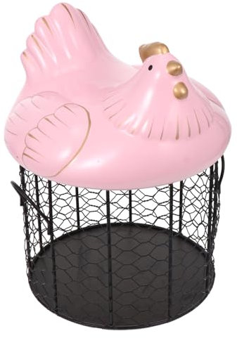 COLLBATH 1 Juego Canasta De De Cerámica Oro De Alimentos Hueveras De Carton Dispensador De Cereales Titulares Soporte Con Tapa Rosa Acero Inoxidable