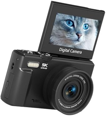 Vlog Fotocamera Digitale Con Schermo Flipping 5K 75MP Foto Zoom 18X Messa A Fuoco Auto Trasferimento Per Creatori di Contenuti Fotocamera Digitale