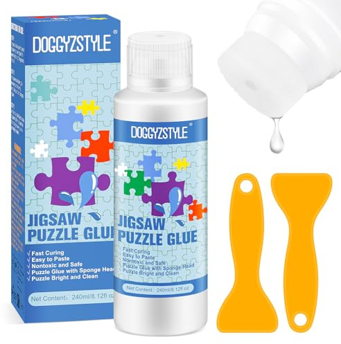 240ML Pegamento para Rompecabezas actualizado con aplicador, Pegamento Transparente Soluble en Agua para Rompecabezas Especial para Manualidades, no tóxico y de Secado rápido (de-240ml puzzle glue)