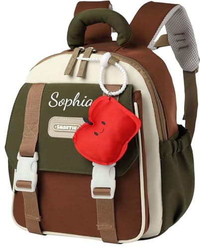 Zaino Asilo Personalizzato con Nome per Bimba & Bimbo, Frutta Carino Zainetto Asilo Nido per Bambino & Bambina, Sacca Scuola Materna Personalizzata Bambini Zaini Leggero​ & Impermeabile (Marrone)