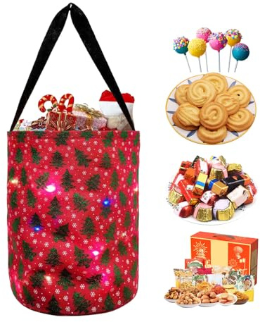 LED per caramelle o , sacchetti luminosi per caramelle o | Sacchetti per feste di Natale riutilizzabili | di Natale luminoso in poliestere, sacchetti di Natale a