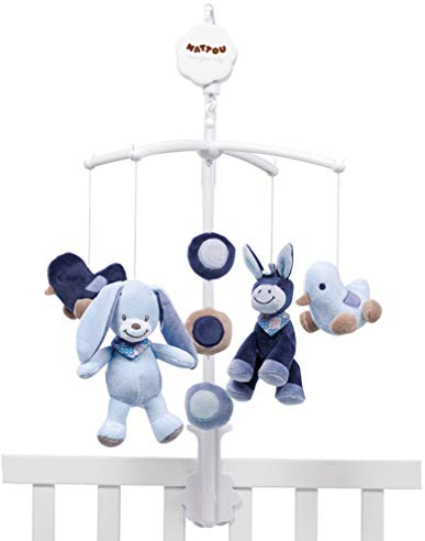 Nattou Mobile mit Spieluhr Alex und Bibou, Sanftes Wiegelied La-Le-Lu, 7 x 31 x 37 cm, Blau