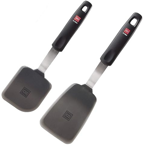 DI ORO® - Série Designer - Spatules de cuisine en silicone et acier inoxydable - Résistantes à la chaleur à 315 °C - Meilleures spatules ajourées - Parfaites pour des oeufs et des crêpes