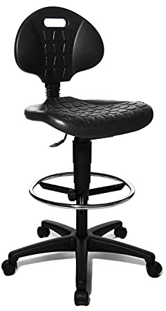 TOPSTAR Modern Drehstuhl Arbeit Laborstuhl Tec 20 mittelhohe Gasfeder, Fußring, Rollen, Schwarz