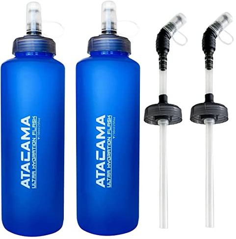 MyBand Atacama Ultra Hydration Soft Flask – Laufwasserflasche, 750 ml Fassungsvermögen, auslaufsichere, faltbare Flaschen, lebensmittelechtes TPU-Material – breite Deckelöffnung und Strohhalm-Reiniger