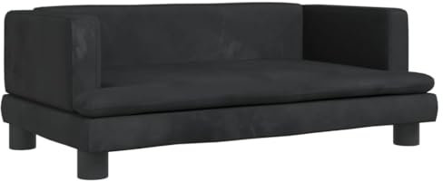 vidaXL Kindersofa, Couch für Kinder, Kindercouch mit runden Kanten, Kindersessel Minisofa Polstersofa Kindermöbel Sofa Kinderzimmer, Schwarz Samt