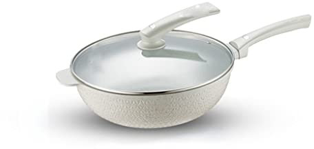 Kochgeschirr, Aluminiumlegierung, Wok, Kochtopf, Kochfeld, weiß, antihaftbeschichtet, Wok-Pfanne, Bratpfanne, Wok, Küchenzubehör (Farbe: D, Größe: 30 cm)