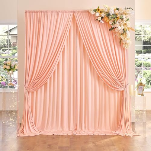 Cortina de telón de fondo rosa pálido, 3 x 3 m, decoración de fiesta, boda, cumpleaños, ducha prenatal, bautismo, ducha nupcial
