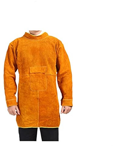 Soldador de cuero soldadura de soldadura de soldadura hombres y mujeres, delantal ajustable a alta temperatura resistente a la ropa de trabajo(85CM)