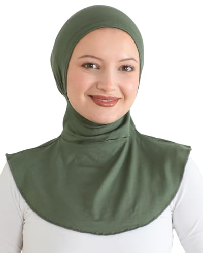 Prien Praktisch Hijab Für Damen, Sport Muslim Kopftuch, Flexible Schal, Chic Muslimische Kleid für Gym, Kopftücher Viskose Tuch (Khaki)