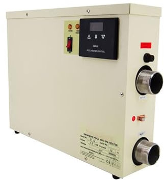 AUBEST Calentador de Piscina, Calentador de Agua de 15kW, termostato de Tubo de Piscina for Piscina, Calentamiento rápido, protección de Seguridad contra Altas temperaturas(Three Phase 380v)